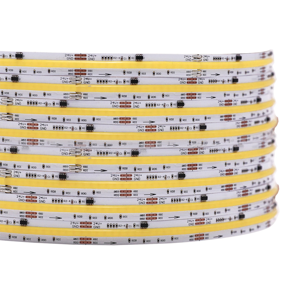 DC24V 5m CRI90+ 4pin Breakpoint Resume Running Water Addressable White COB LED Strip Light DC24V 5m CRI90+ 4pin Breakpoint Resume Running Water Addressable White COB LED Strip Light